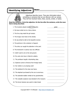 Identifying Adjectives Worksheet | K12reader.com