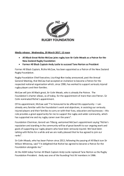 Richie McCaw - NZ Rugby Foundation Patron