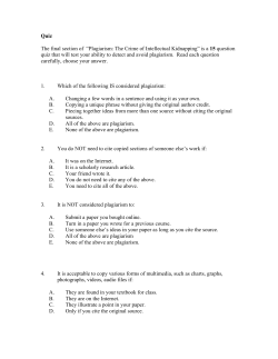 Quiz The final section of &ldquo;Plagiarism: The Crime of Intellectual