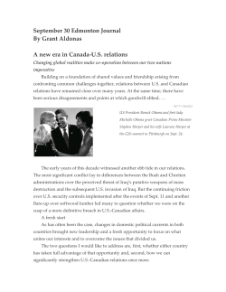 September 30 Edmonton Journal By Grant Aldonas A new era in