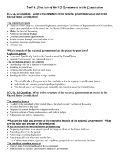 Unit 4: Structure of the US Government in the Constitution