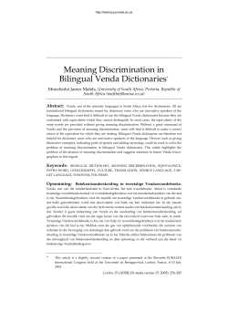 Bilingual Dictionary and Meaning Discrimination in Venda