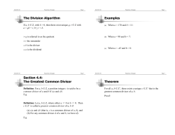 The Division Algorithm Examples Section 4.4: The Greatest