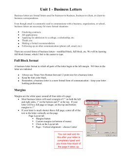 Unit 1 - Business Letters