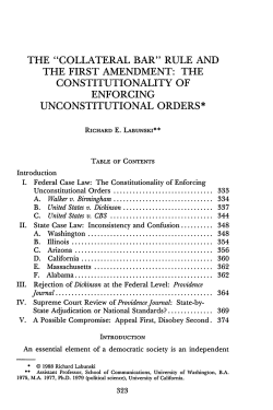 THE "COLLATERAL BAR" RULE AND THE FIRST AMENDMENT