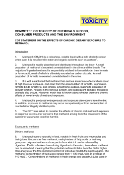Methanol food sources - Committee on Toxicity