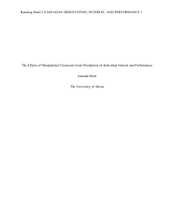 The Effects of Manipulated Classroom Goal Orientation on Individual