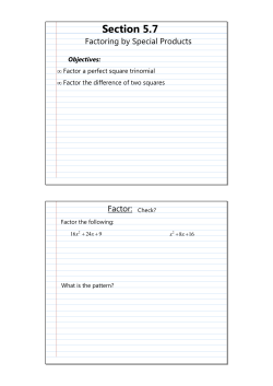 Factoring by Special Products