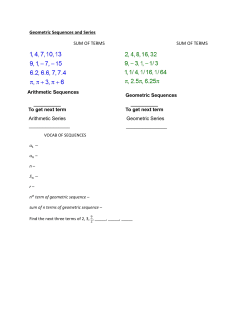 Notes on Geometric Sequences and Series