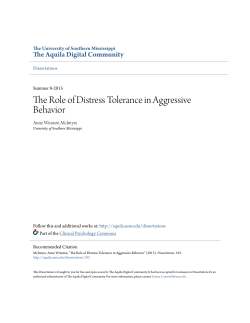 The Role of Distress Tolerance in Aggressive Behavior