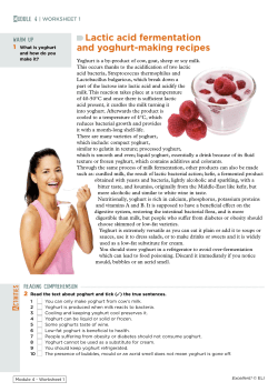 Lactic acid fermentation and yoghurt