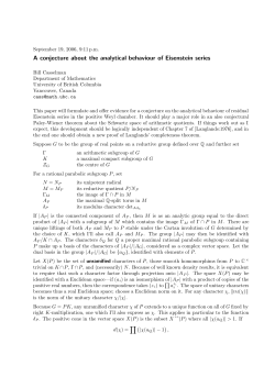 A conjecture about the analytical behaviour of