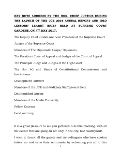 KEY NOTE ADDRESS BY THE HON. CHIEF JUSTICE DURING THE