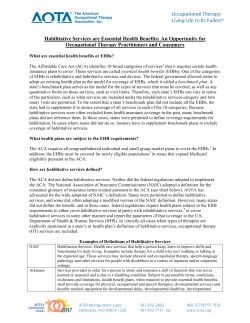 Habilitative Services are Essential Health Benefits: An