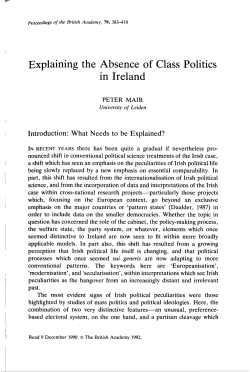 Explaining the Absence of Class Politics in Ireland