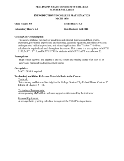 MATH 1030 Master Syllabus - Pellissippi State Community College