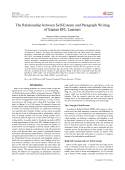 The Relationship between Self-Esteem and Paragraph Writing of
