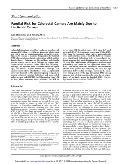 Familial Risk for Colorectal Cancers Are Mainly Due to Heritable