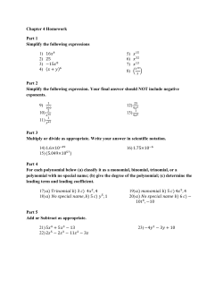 Chapter 4 Homework Part 1 Simplify the following expressions 1) 16