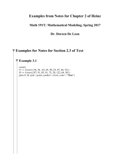 Examples from Notes for Chapter 2 of Heinz Examples for Notes for