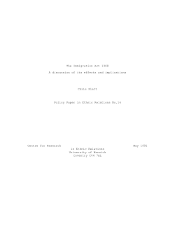 The Immigration Act 1988 A discussion of its effects and implications