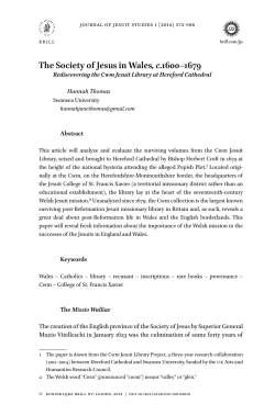 The Society of Jesus in Wales, c.1600&ndash;1679