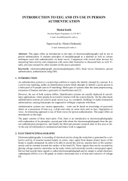 Introduction to EEG and Its Use in Person Authentification
