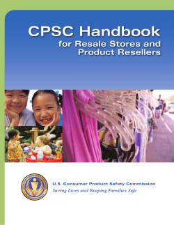 CPSC Handbook for Resale Stores and Product Resellers