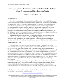 The U.N. Criminal Tribunal for Rwanda Concludes its First Case: A