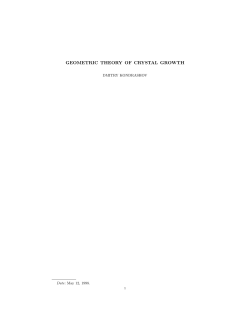 GEOMETRIC THEORY OF CRYSTAL GROWTH