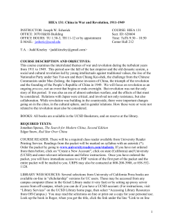 1 HIEA 131: China in War and Revolution, 1911