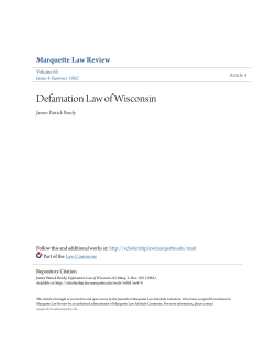 Defamation Law of Wisconsin - Marquette Law Scholarly Commons
