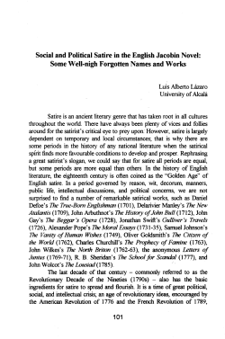 Social and Political Satire in the English Jacobin Novel: Some Well