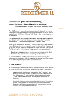 From Malachi to Matthew - Church of the Redeemer