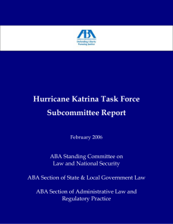 Hurricane Katrina Task Force Subcommittee Report