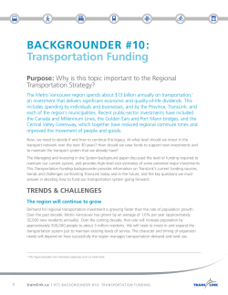 BACKGROUNDER #10: Transportation Funding