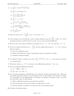 Final Examination 201-203-RE December 2016 1. (a) &int; (8x + 12