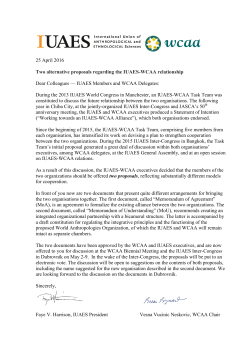 Joint-letter by IUAES President Faye V. Harrison and WCAA Chair