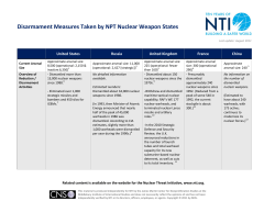 Disarmament Measures Taken by NPT Nuclear Weapon States
