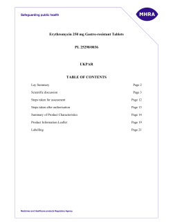 Erythromycin 250mg Gastro-resistant Tablets