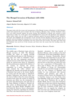 The Mongol Invasion of Kashmir (AD.1320)