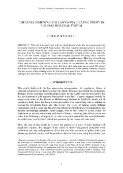 the development of the law on psychiatric injury in the english legal