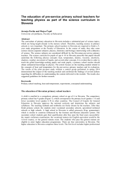 The education of pre-service primary school teachers for teaching