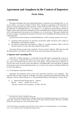 Agreement and Anaphora in the Context of Imposters