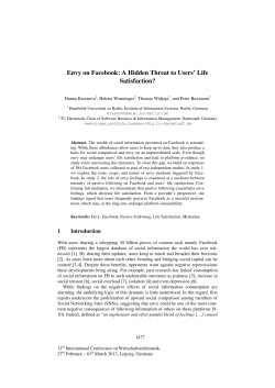 Envy on Facebook: A Hidden Threat to Users` Life
