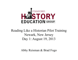 Reading Like a Historian Pilot Training Newark, New Jersey Day 1