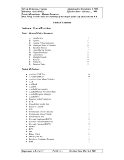 Table of Contents - City of Richmond