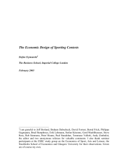 The Economic Design of Sporting Contests