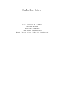Number theory lectures