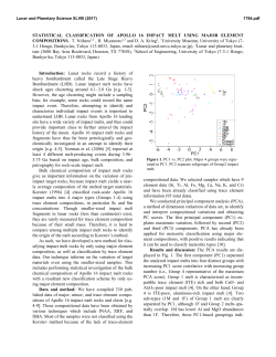 STATISTICAL CLASSIFICATION OF APOLLO 16 - USRA